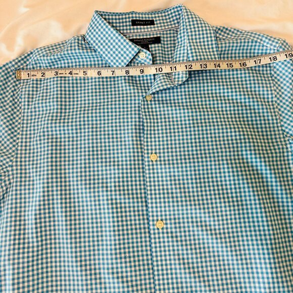 Banana Republic Grant Fit Stretch Long Sleeve Non Iron Blue Plaid Size L - Picture 5 of 8